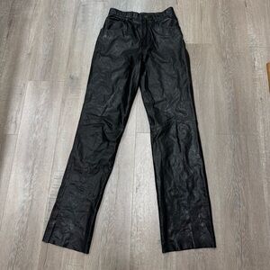 Vintage Wilsons Leather Suede Black 100% Leather Pants Straight Size 8 VTG Biker